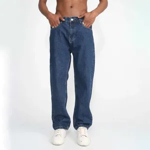 Мужские брюки 2024, свободные синие прямые однотонные повседневные мешковатые джинсы-карго с карманами, байкерские джинсовые брюки