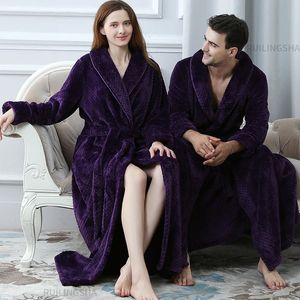 Mulheres inverno plus size longo quente flanela roupão de banho de veludo robe noiva roupão jacquard amantes noite sleepwear 240108