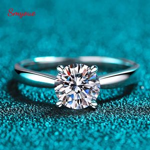Smyoue Beyaz Altın 2Ct% 100 Nişan Yüzüğü Kadınlar için S925 STERLING Silver Lab Diamond Promise Wedding Band Jewelry 240106