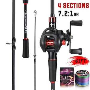 Sougayilang Fishing Rod Reel Combo 1.8~2.1m Carbon Fiber Casting Rod and 7.2 1 Gear Ratio Baitcasting Ree Max Drag 10kg for Bass 240108