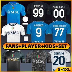 Maglia Napoli Naples Soccer Jersey 2023 24 Maradona Osimhen Di Lorenzo Kvaratskhelia Piotr Zielinski Lobotka Frank Youth Kids Football kit Uniform