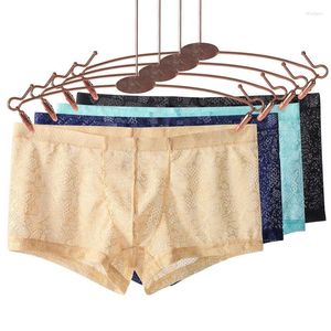 Underpants Sexy Men Boxers Panties Sheer Lattice Trunks See Through Boxer Briefs Underwear Mesh Shorts Transparent Quick Drying