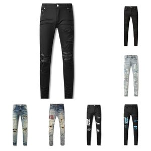 Lila, lila Jeans, lila Jeans, Designer-Lila-Markenjeans, Jeans für Herren, lang, gerade, mittlerer Reißverschluss, weißes Loch, Polyester, geometrisch, Mode, Weichspüler, mittelschwer