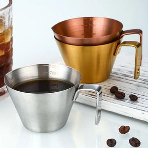 Coffee Pots Espresso Brewing Accessory 100ml Stainless Steel Measuring Cup With Scale Handle Food Grade Mini Pouring For