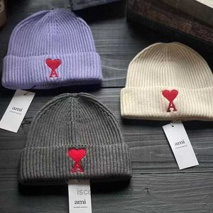 Beanie/Kafatası Kapakları Ami Örgü Şapka Aşk Bir Nakış Kadın Tasarımcısı Beanie Cap Flanged Yün Şapka Sıcak Çiftler Kayak Soğuk Şapka T6