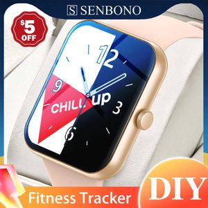 시계 Senbono 2022 Smart Watch Men IP68 방수 시계 DIY 시계 얼굴 심박수 모니터 스마트 워치 여성 스포츠 피트니스 팔찌