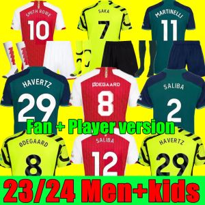 Ny 23 24 Saka Soccer Jerseys Martinelli Odegaard Thomas Nicolas Smith Rowe G.Jesus Tierney Smith Rowe 2023 2024 Football Shirt Men Kids Kit