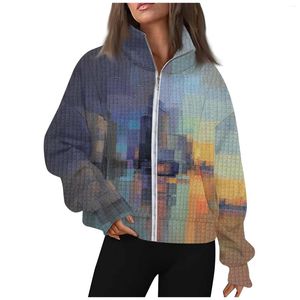 Women's Jackets Coat Print Long Sleeve Casual Zip For Women Comfortable Pullover With Pockets High-Quality Fashion-Forward