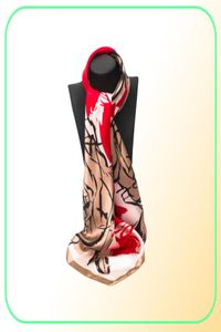 Satynowe kwadratowe szaliki wydrukowane dla damskich Neckerchief Women Marka Miłcy 9090 cm Euro Stylowa moda na mufkę ciepła Bandea9564635