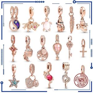 925 Silver Rose Gold Charm Gift Bead Lämplig för original Pan Armband Halsband Kvinnors smycken gratis frakt