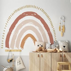 Klistermärken Big Rainbow Watercolor Home Decor Wall Sticker Selfadhesive For Childrens Room Living Room Nursery Decals Nordic Kid Stickers 220