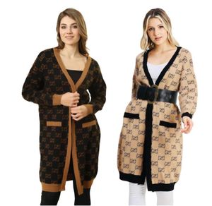 Moda luksusowe kobiety swetry designerskie projektantka w dekolcie pełna g drukowana dzianina kardigan dziewczyna z długim rękawem kaszmirowy płaszcz kaszmirowy jesienna zimowa odzież wiejska