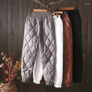 Pantaloni da donna Piumino invernale da donna Tasca tinta unita Pantaloni a vita alta Abbigliamento da neve Baggy elasticizzato antivento