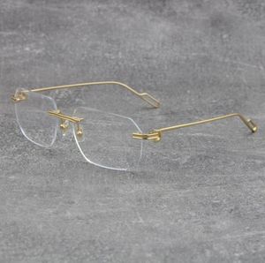 Selling Fashion Protection Cat Eye Eyeglasses Frames Rimless Metal with C Decoration Wire Frame Eyewear Men Woman Large Square7955952