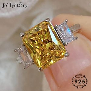 Jellystory S925 Sterling Silver Ring with Creative Citrine Gemstone Fine Jewelry for Female Wedding Parts Gifts Wholesale Rings 240106