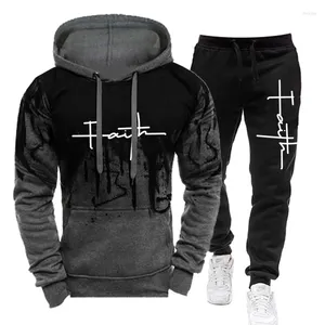 Spårar 2024 Men's Sports Wear Hoodie 3D Digital Printing Sweater Pullover Casual Personlighet Tvåverk Set Hooded 189