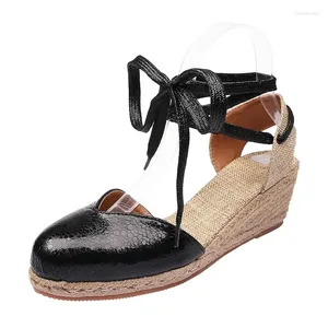 Sandalen Fischerschuhe Damen Keilabsatz Dicker Boden Plattform Gold Heels Sommerhoch