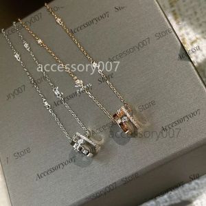 designer jewelry necklace Pendant Necklace Classic Move Brand Designer Top S925 Sterling Silver Movable Zircon Round Cylinder Double Layer Charm Circle Choker