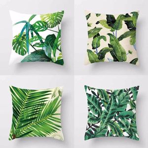 Pillow 1PC Africa Tropical Plant Printed Cover Green Leaves Linen Cases Chair/Car/Sofa Home Decor OU 014