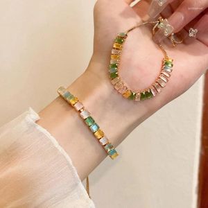 Charm Bracelets Geometric Zircon Bead Wristband Jewelry Simple Candy Color