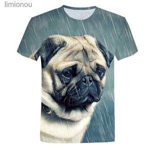 T-shirt da uomo 2022 Summer Cool Tee 3D T-shirt Pug Dog Animal stampato Abbigliamento da uomo T-shirt unisex di modaL240108