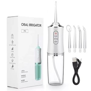 Irrigador oral sem fio 220ml, fio dental de água para limpeza e clareamento dos dentes, 3 modos de pressão, 4 pontas de jato, ipx7, à prova d'água 240108