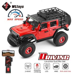 Wltoys 2428 1 24 Mini RC Car 24G With LED Lights 4WD OffRoad Electric Crawler Vehicle Remote Control Truck Toy for Children 240106