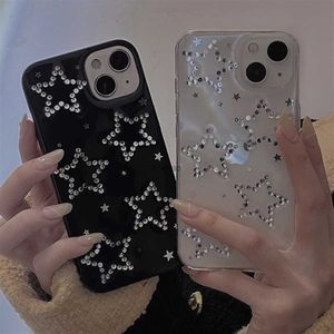 Cell Phone Cases Korea INS Diamond Stars Epoxy Soft Case For iPhone 15 14 Pro Max 13 12 11 XS XR MINI 7 8 Plus 6 Clear Silicone Shockproof CoverL240105