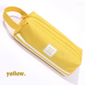 Simple Oxford Cloth Zipper Pencil Case Creative Double Layer Large Capacity Portable Student Stationery