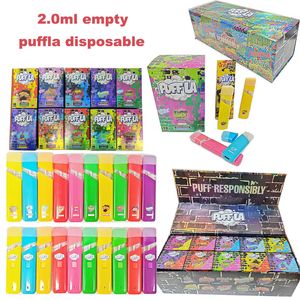 Puffla descartável vape caneta e cigarro 1ml vazio descartável vapes cartuchos carrinhos bobina cerâmica 280mah bateria recarregável com pakaging 10 cores