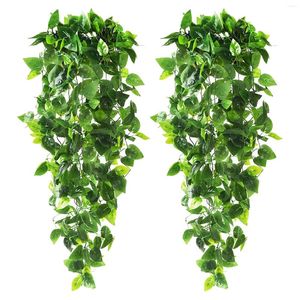 Decorative Flowers 2pcs Artificial Hanging Plants Outdoor Garden Eaves Fence Flower Bed Decoration Indoor Plant Vines Wall Rattan Leaves