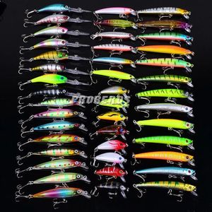 Lockar blandar stilar fiske lock set 43 st/set artificiella betar minnow fiske wobbler crappie bas bymbaits fiske tackling