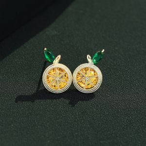 New Fashion Earrings S925 Silver Needle Fruit Stud Earrings Shiny Zircon Plated 18k Gold Earrings Korean Style Sweet Women Earrings Valentine's Day Mother's Day Gift