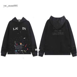 Lanvin Hoodie Classic Fashion Trend Hoodie تطريز حبر الحبر بقعة Lanvin Hoody Printed Improged