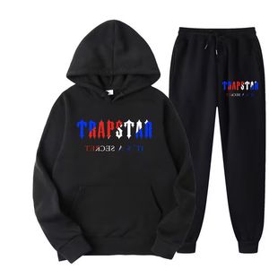 Tuta da uomo nera Trapstar con cappuccio tuta trapstar da corsa basket abbigliamento sportivo felpa con cappuccio da uomo felpe con cappuccio e pantaloni larghi tech uomo donna tuta a maniche lunghe