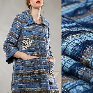 Ткань для одежды шириной 150 см, вес 520 г/м, двусторонняя синяя вязаная вата, акрил, полиэстер для осенне-зимнего пальто, куртка, платье E951