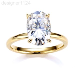 Großhandel 14K / 18K / Platin-Moissanit 5 CT ovaler Solitär-Ring aus massivem Gold für Damen, Diamant-Weiß-Moissanit-Ringe