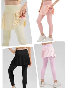 LU-1885 Pantaloni sportivi per ragazze Falsi in due pezzi Cloud Sense Pantaloni yoga delicati sulla pelle Gonna Protezione solare Pantaloni sportivi per esterni ad asciugatura rapida