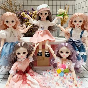 12 Inch 15 Movable Joints BJD Doll 30cm 16 Makeup Dress Up Cute Long Hair Dolls With Fashion For Girls Beauty Toys 240108
