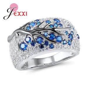 Fantastic Solid 925 Sterling Silver Austrian Crystal Finger Rings Colorful Tree Original Design for Men Women Couple Jewelry 240106