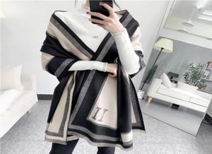 Дизайнерский женский шарф, кашемировые шарфы, зимняя черная шаль, роскошная модная двусторонняя утолщенная длинная универсальная шаль 24725343