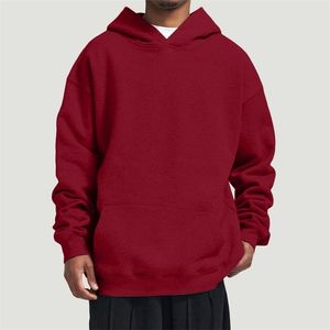 Herrens höst och vinter löser stor storlek Casual Solid Color Pullover Sweatshirt Grundläggande Simple Fashion Versatile Hooded Sweatshirt 240106