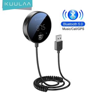 Conectores Kuulaa Adaptador Bluetooth Aux 5.0 Adaptador sem fio Receptor Usb Áudio Música Microfone Adaptador Handsfree para alto-falante de carro Receptor de carro