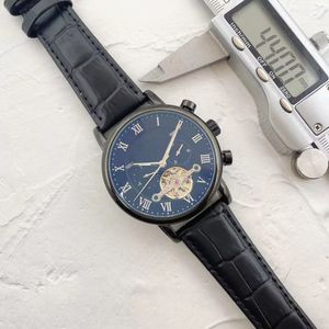 Relógio de moda masculino de alta qualidade 42mm mecânico automático relógio de luxo pulseira de couro diamante data lua fase movimento relógio masculino presente do dia dos pais