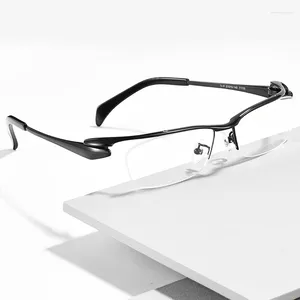 Solglasögon ramar Pure Titanium Men's Semi Rimless Glasses Frame Lightweight Rectangle Gereglasses Japanese Myopia Optical