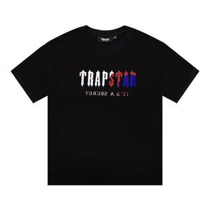 Designerska odzież modowa koszulki Trapstar Gradient Printing dla mężczyzn mała grupa popularna okrągła szyja czysta bawełniana trend krótki