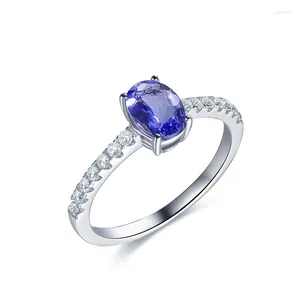 Anelli a grappolo Anello vintage con tanzanite naturale da donna in argento sterling 925 con pietra preziosa leggera ed elegante di lusso con certificato