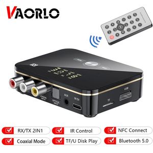 Conectores NFC Transmissor Receptor Bluetooth 5.0 RCA 3.5mm Óptico Coaxial TF / U Disk Play / Controle IR LED Adaptador de áudio sem fio para TV PC