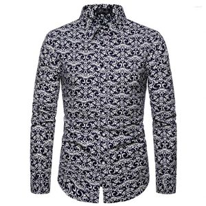 Męskie koszule na imprezę T Dress Up Men Shirt Daily poliester drukowane All Seasons Band Button Down Fitness Lapel Long Rleeve