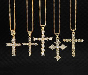 NS1082 Högkvalitativ Diamond Christian Religion Jewely Gold Plated Rostfri kedja CZ Micro Pave Pellant Necklace4739350